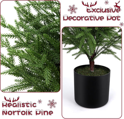 Outdoor Artificial Topiary Cedar Tree Real Touch Faux Pine Evergreen Shrub Plant UV Resistant Greenery Tree with Pot Realistic Cypress Front Porch Decor (5FT-2Pack)