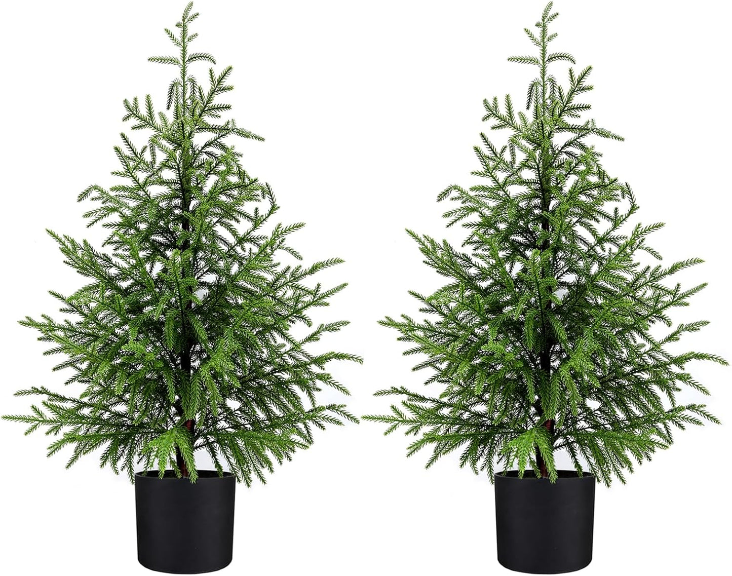 Outdoor Artificial Topiary Cedar Tree Real Touch Faux Pine Evergreen Shrub Plant UV Resistant Greenery Tree with Pot Realistic Cypress Front Porch Decor (5FT-2Pack)