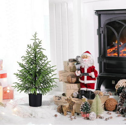 Outdoor Artificial Topiary Cedar Tree Real Touch Faux Pine Evergreen Shrub Plant UV Resistant Greenery Tree with Pot Realistic Cypress Front Porch Decor (5FT-2Pack)