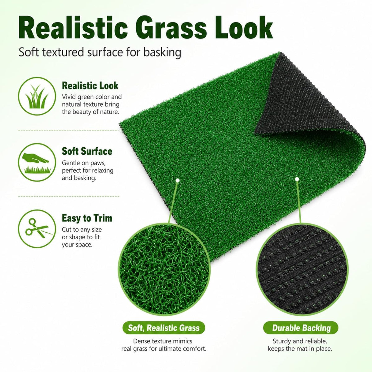Artificial Grass Turf: Turtle Basking Ramp, Aquatic Grass Lawn, Simulation Reptile Turf for Pet, Fish Tank Reptile Ramp Terrace Turtle Resting Basking Platform