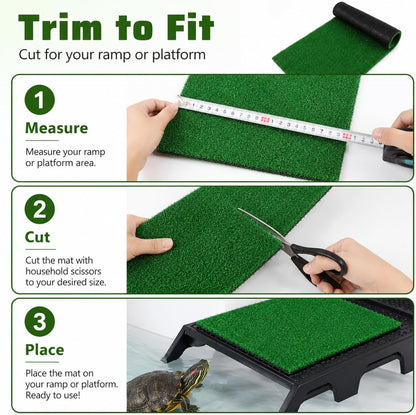 Artificial Grass Turf: Turtle Basking Ramp, Aquatic Grass Lawn, Simulation Reptile Turf for Pet, Fish Tank Reptile Ramp Terrace Turtle Resting Basking Platform