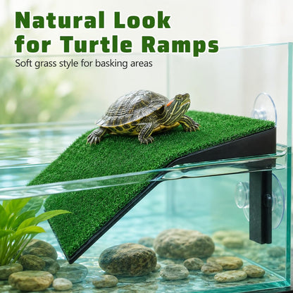 Artificial Grass Turf: Turtle Basking Ramp, Aquatic Grass Lawn, Simulation Reptile Turf for Pet, Fish Tank Reptile Ramp Terrace Turtle Resting Basking Platform