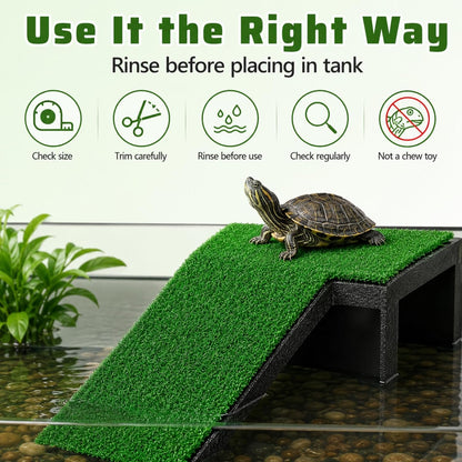 Artificial Grass Turf: Turtle Basking Ramp, Aquatic Grass Lawn, Simulation Reptile Turf for Pet, Fish Tank Reptile Ramp Terrace Turtle Resting Basking Platform