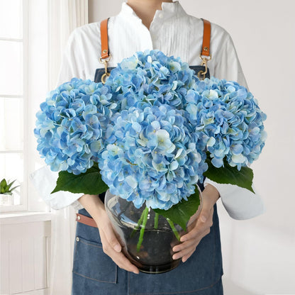 JINWOE Pink Flowers Silk Artificial Hydrangeas, 4Pcs 22" Lifelike Large Silk Flowers with Stems, Artificial Flowers for Wedding Bouquet Table Centerpieces Outdoor Home
