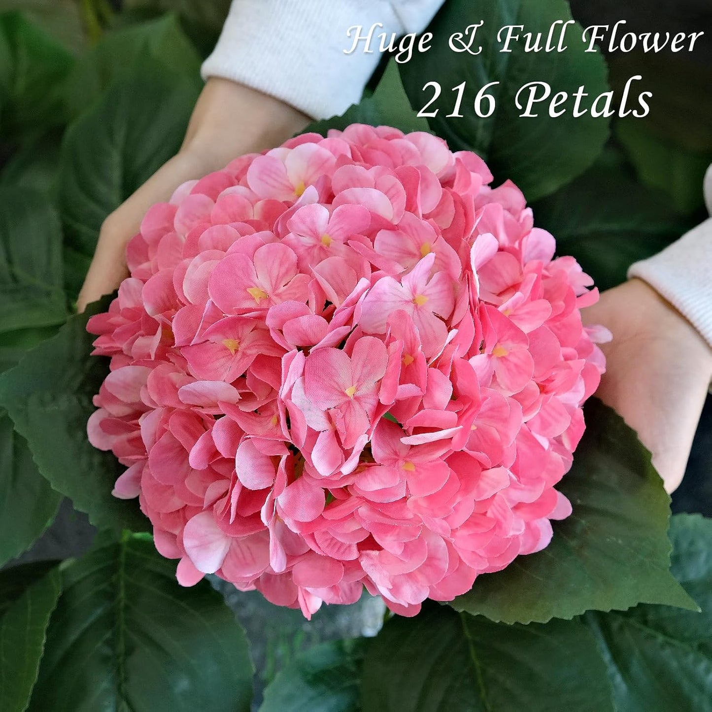 JINWOE Pink Flowers Silk Artificial Hydrangeas, 4Pcs 22" Lifelike Large Silk Flowers with Stems, Artificial Flowers for Wedding Bouquet Table Centerpieces Outdoor Home