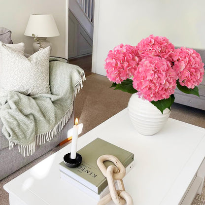 JINWOE Pink Flowers Silk Artificial Hydrangeas, 4Pcs 22" Lifelike Large Silk Flowers with Stems, Artificial Flowers for Wedding Bouquet Table Centerpieces Outdoor Home