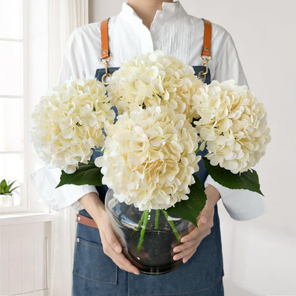 JINWOE Pink Flowers Silk Artificial Hydrangeas, 4Pcs 22" Lifelike Large Silk Flowers with Stems, Artificial Flowers for Wedding Bouquet Table Centerpieces Outdoor Home