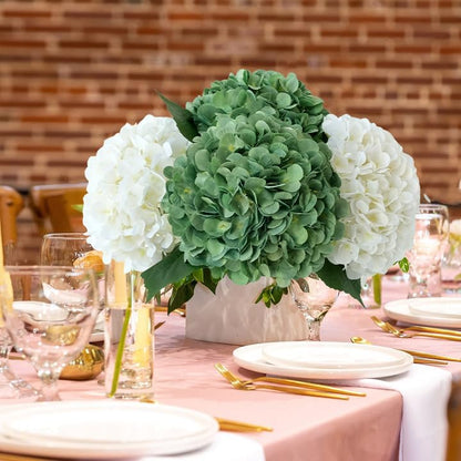 JINWOE Pink Flowers Silk Artificial Hydrangeas, 4Pcs 22" Lifelike Large Silk Flowers with Stems, Artificial Flowers for Wedding Bouquet Table Centerpieces Outdoor Home