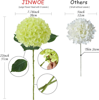 JINWOE Pink Flowers Silk Artificial Hydrangeas, 4Pcs 22" Lifelike Large Silk Flowers with Stems, Artificial Flowers for Wedding Bouquet Table Centerpieces Outdoor Home