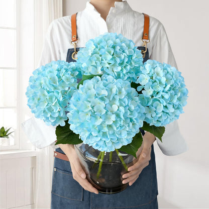 JINWOE Pink Flowers Silk Artificial Hydrangeas, 4Pcs 22" Lifelike Large Silk Flowers with Stems, Artificial Flowers for Wedding Bouquet Table Centerpieces Outdoor Home