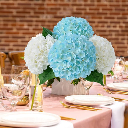 JINWOE Pink Flowers Silk Artificial Hydrangeas, 4Pcs 22" Lifelike Large Silk Flowers with Stems, Artificial Flowers for Wedding Bouquet Table Centerpieces Outdoor Home