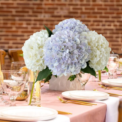 JINWOE Pink Flowers Silk Artificial Hydrangeas, 4Pcs 22" Lifelike Large Silk Flowers with Stems, Artificial Flowers for Wedding Bouquet Table Centerpieces Outdoor Home