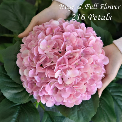 JINWOE Pink Flowers Silk Artificial Hydrangeas, 4Pcs 22" Lifelike Large Silk Flowers with Stems, Artificial Flowers for Wedding Bouquet Table Centerpieces Outdoor Home