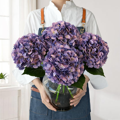 JINWOE Pink Flowers Silk Artificial Hydrangeas, 4Pcs 22" Lifelike Large Silk Flowers with Stems, Artificial Flowers for Wedding Bouquet Table Centerpieces Outdoor Home