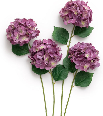 Purple Hydrangea Artificial Flowers Fake Faux Hydrangeas Stem