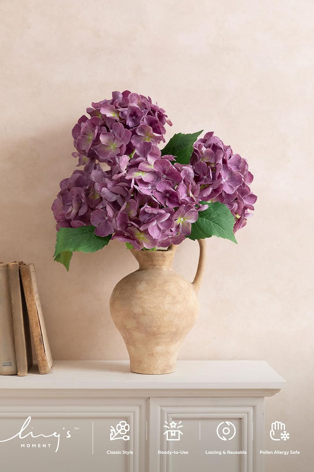 Purple Hydrangea Artificial Flowers Fake Faux Hydrangeas Stem