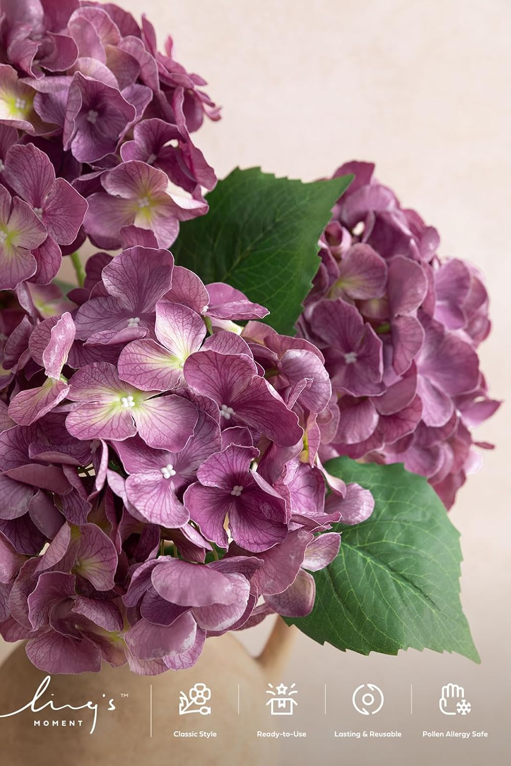 Purple Hydrangea Artificial Flowers Fake Faux Hydrangeas Stem