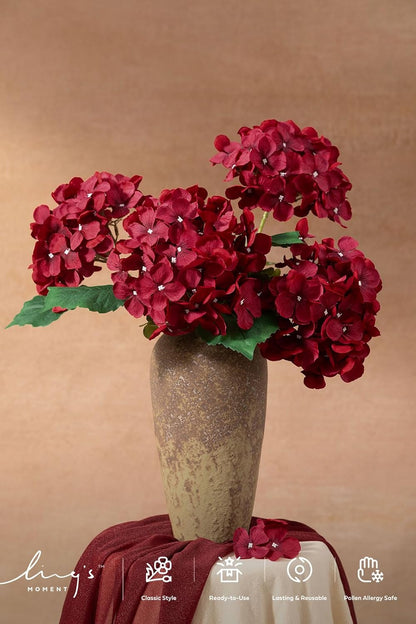 Purple Hydrangea Artificial Flowers Fake Faux Hydrangeas Stem