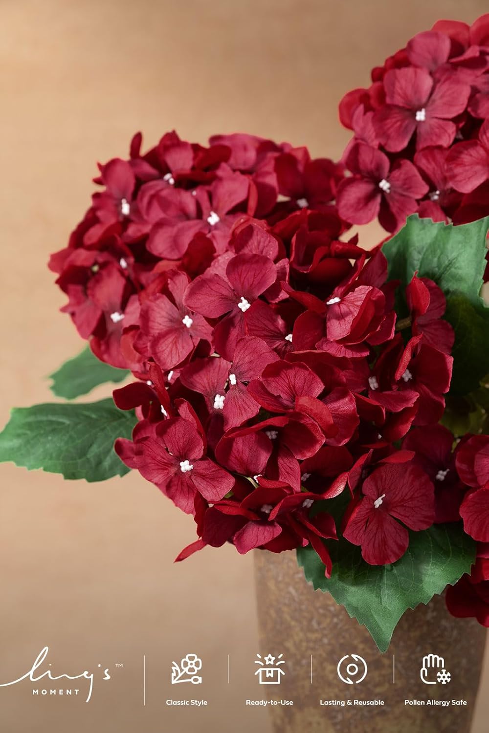Purple Hydrangea Artificial Flowers Fake Faux Hydrangeas Stem