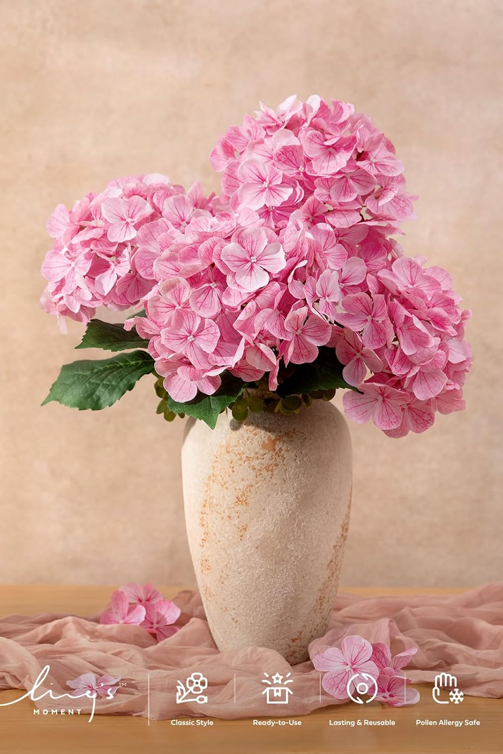 Purple Hydrangea Artificial Flowers Fake Faux Hydrangeas Stem