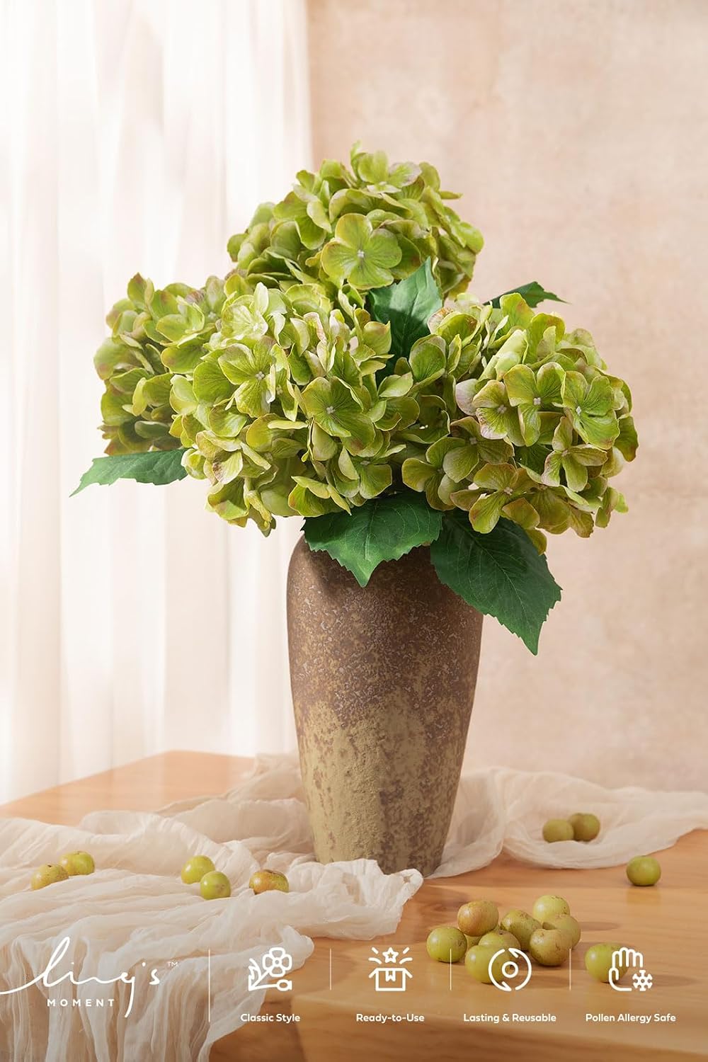 Purple Hydrangea Artificial Flowers Fake Faux Hydrangeas Stem