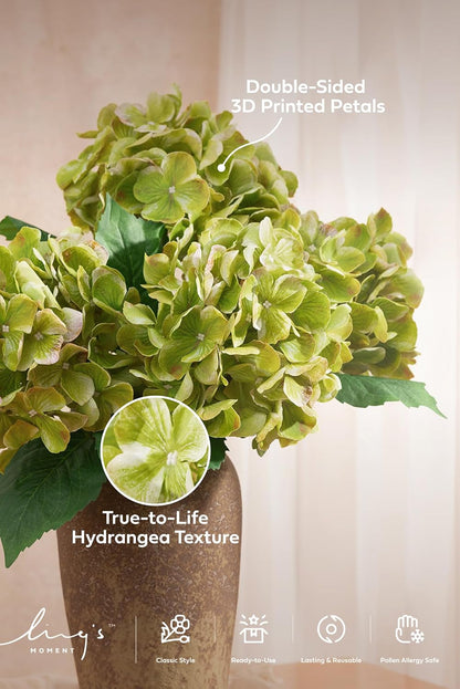 Purple Hydrangea Artificial Flowers Fake Faux Hydrangeas Stem