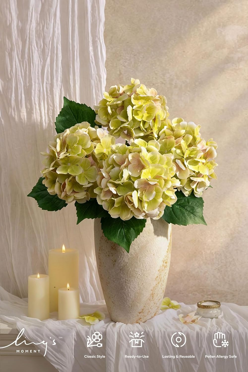Purple Hydrangea Artificial Flowers Fake Faux Hydrangeas Stem