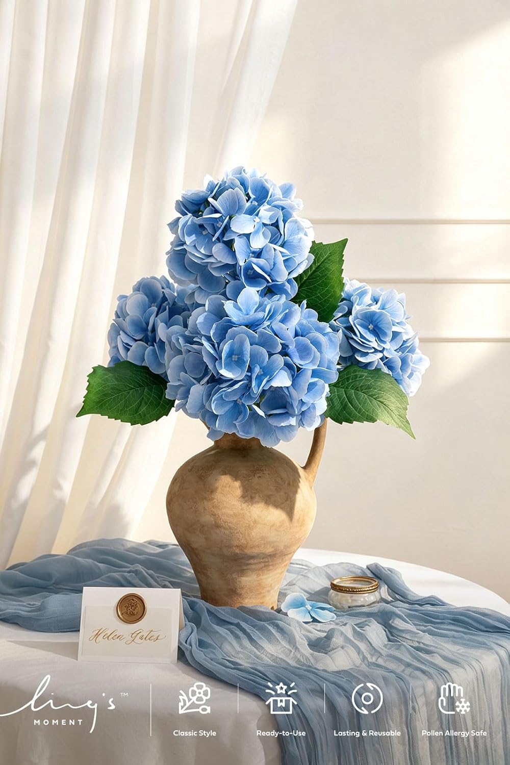 Purple Hydrangea Artificial Flowers Fake Faux Hydrangeas Stem