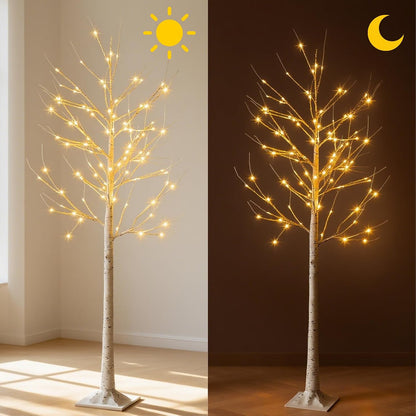 6 Feet Lighted White Birch Tree, Warm White USB 8 Modes Dimmable Control for Indoor Outdoor White Birch Tree Lights, Thanksgiving Christmas Decorations Pre-Lit Artificial Tree (Warm White)