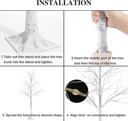 6 Feet Lighted White Birch Tree, Warm White USB 8 Modes Dimmable Control for Indoor Outdoor White Birch Tree Lights, Thanksgiving Christmas Decorations Pre-Lit Artificial Tree (Warm White)