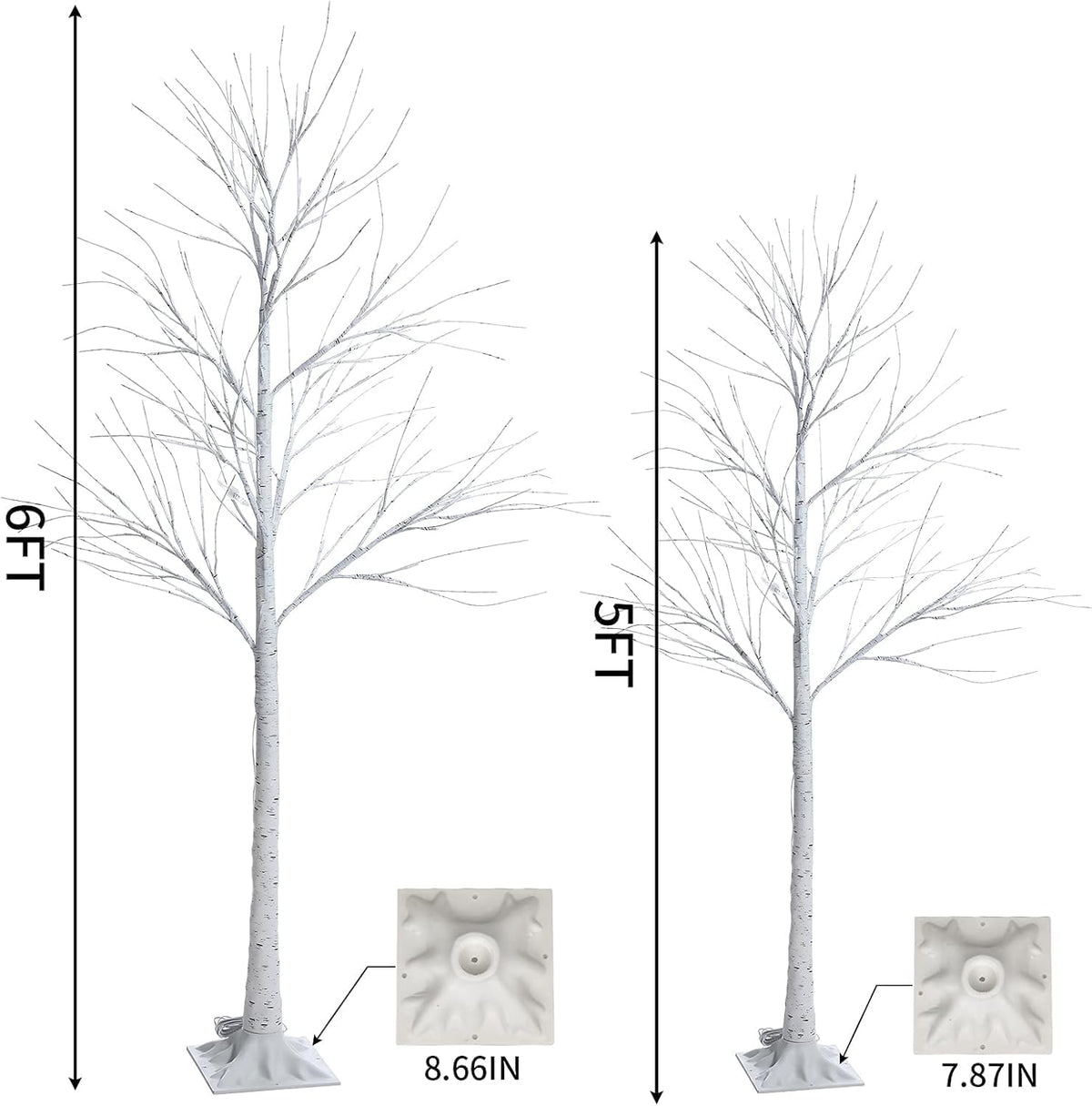 6 Feet Lighted White Birch Tree, Warm White USB 8 Modes Dimmable Control for Indoor Outdoor White Birch Tree Lights, Thanksgiving Christmas Decorations Pre-Lit Artificial Tree (Warm White)