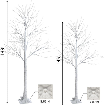 6 Feet Lighted White Birch Tree, Warm White USB 8 Modes Dimmable Control for Indoor Outdoor White Birch Tree Lights, Thanksgiving Christmas Decorations Pre-Lit Artificial Tree (Warm White)