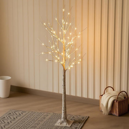 6 Feet Lighted White Birch Tree, Warm White USB 8 Modes Dimmable Control for Indoor Outdoor White Birch Tree Lights, Thanksgiving Christmas Decorations Pre-Lit Artificial Tree (Warm White)