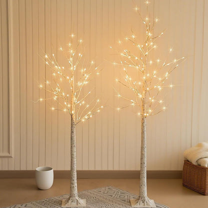 6 Feet Lighted White Birch Tree, Warm White USB 8 Modes Dimmable Control for Indoor Outdoor White Birch Tree Lights, Thanksgiving Christmas Decorations Pre-Lit Artificial Tree (Warm White)