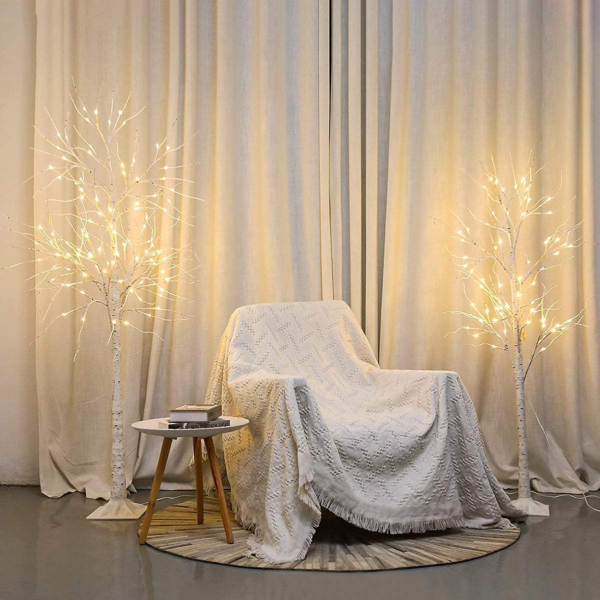 6 Feet Lighted White Birch Tree, Warm White USB 8 Modes Dimmable Control for Indoor Outdoor White Birch Tree Lights, Thanksgiving Christmas Decorations Pre-Lit Artificial Tree (Warm White)