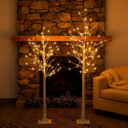 6 Feet Lighted White Birch Tree, Warm White USB 8 Modes Dimmable Control for Indoor Outdoor White Birch Tree Lights, Thanksgiving Christmas Decorations Pre-Lit Artificial Tree (Warm White)