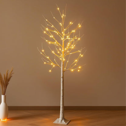 6 Feet Lighted White Birch Tree, Warm White USB 8 Modes Dimmable Control for Indoor Outdoor White Birch Tree Lights, Thanksgiving Christmas Decorations Pre-Lit Artificial Tree (Warm White)