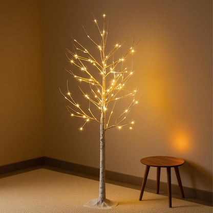 6 Feet Lighted White Birch Tree, Warm White USB 8 Modes Dimmable Control for Indoor Outdoor White Birch Tree Lights, Thanksgiving Christmas Decorations Pre-Lit Artificial Tree (Warm White)