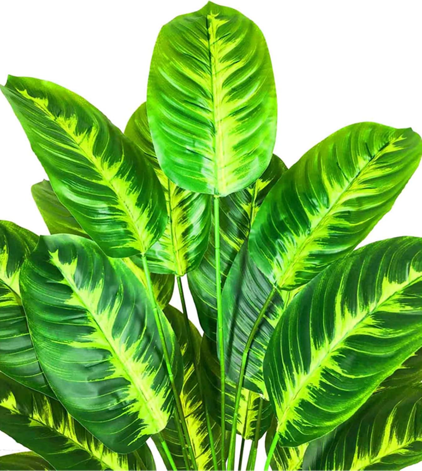 Artificial Plants Fake Banana Tree with Green Leaves in Plastic Pot 80cm Faux Strelitzia Jungle Tropical Plants Greenery Decoration for Home Indoor Outdoor Office Garden (Yellow)
