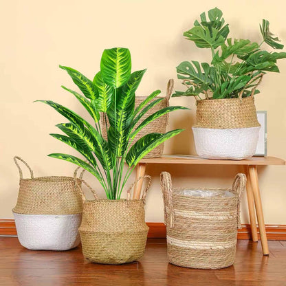 Artificial Plants Fake Banana Tree with Green Leaves in Plastic Pot 80cm Faux Strelitzia Jungle Tropical Plants Greenery Decoration for Home Indoor Outdoor Office Garden (Yellow)
