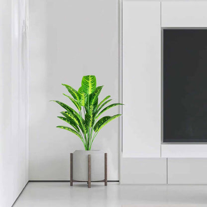 Artificial Plants Fake Banana Tree with Green Leaves in Plastic Pot 80cm Faux Strelitzia Jungle Tropical Plants Greenery Decoration for Home Indoor Outdoor Office Garden (Yellow)