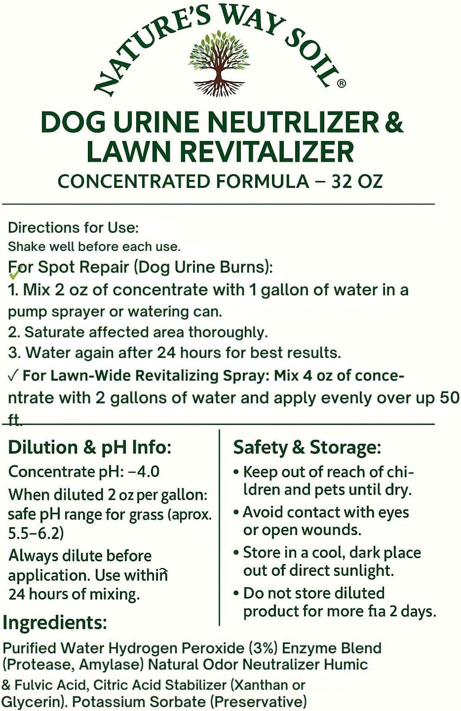 Dog Urine Neutralizer for Lawns, 32 oz – Dog Pee Grass Repair Spray for Yellow Spots, Brown Spots & Outdoor Odor – Bundle with 1 Gallon for 49.99 – Covers Up to 5,000 Sq Ft