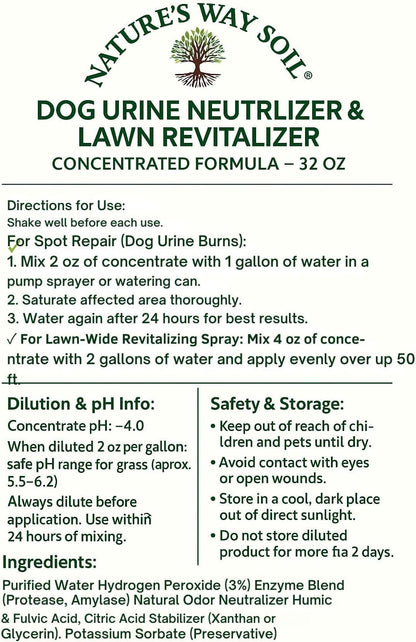 Dog Urine Neutralizer for Lawns, 32 oz – Dog Pee Grass Repair Spray for Yellow Spots, Brown Spots & Outdoor Odor – Bundle with 1 Gallon for 49.99 – Covers Up to 5,000 Sq Ft