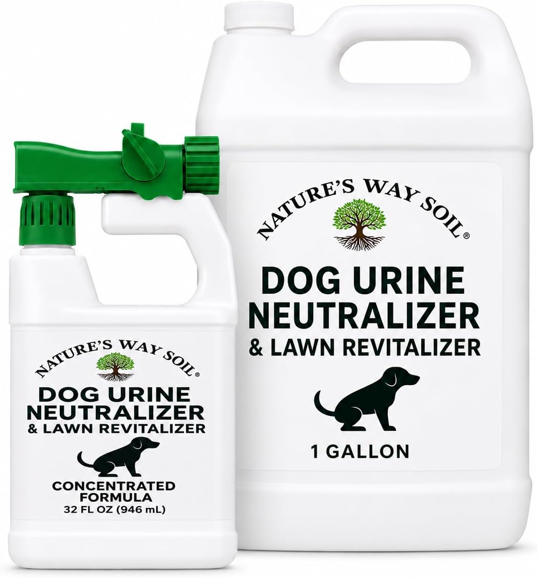 Dog Urine Neutralizer for Lawns, 32 oz – Dog Pee Grass Repair Spray for Yellow Spots, Brown Spots & Outdoor Odor – Bundle with 1 Gallon for 49.99 – Covers Up to 5,000 Sq Ft