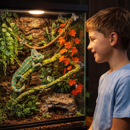 Reptile Vines Plants for Terrarium, Flexible Vines Jungle Climbing Branch with Leaves Tank Decor for Snakes Bearded Dragons Geckos Hermit Crabs Lizards Chameleons