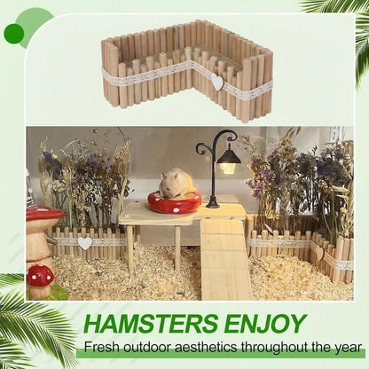 Hamster Cage Sprays Flower Foraging Holder - Natural Wood Feeding Stand, Small Pet Habitat Accessories for Hamsters Mouse Guinea Pig Dwarf Gerbils Syrian Mice (Leaf - Rectangle)