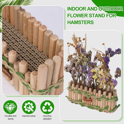 Hamster Cage Sprays Flower Foraging Holder - Natural Wood Feeding Stand, Small Pet Habitat Accessories for Hamsters Mouse Guinea Pig Dwarf Gerbils Syrian Mice (Leaf - Rectangle)