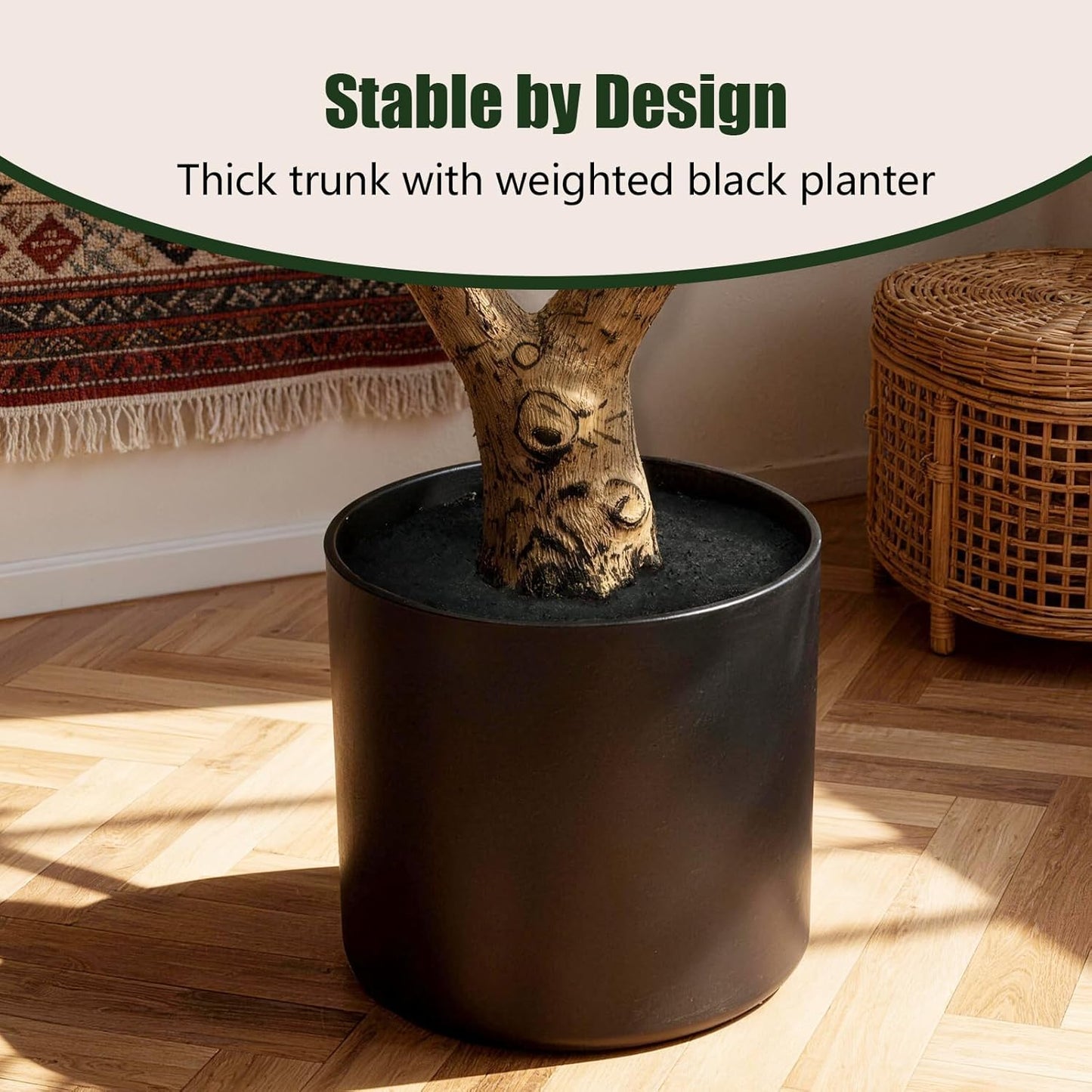 Olive Trees Artificial Indoor 7FT Tall, Faux Olive Tree with Black Basic Planter, Lifelike Fake Olive Plant Decorative, Silk Leaves and Premium Plastic Trunk for Home Living Room Office Decor