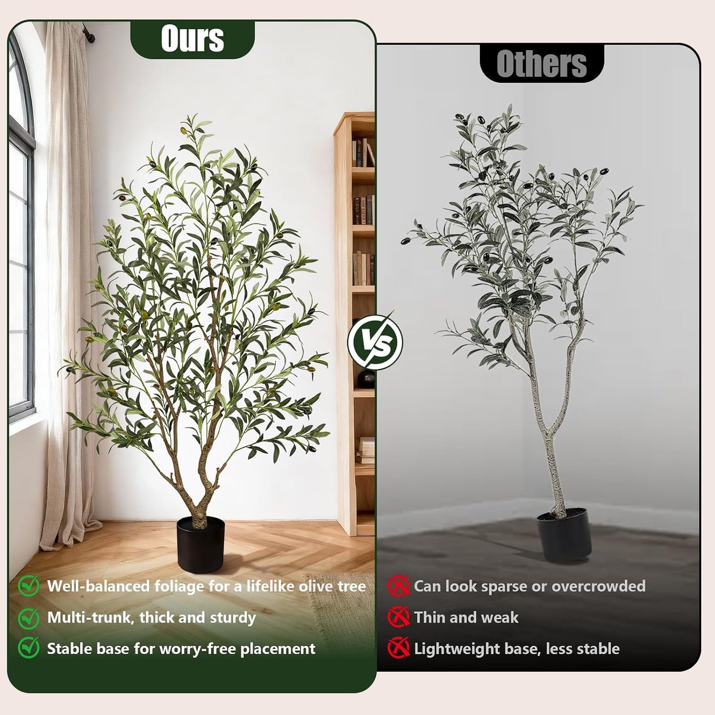 Olive Trees Artificial Indoor 7FT Tall, Faux Olive Tree with Black Basic Planter, Lifelike Fake Olive Plant Decorative, Silk Leaves and Premium Plastic Trunk for Home Living Room Office Decor