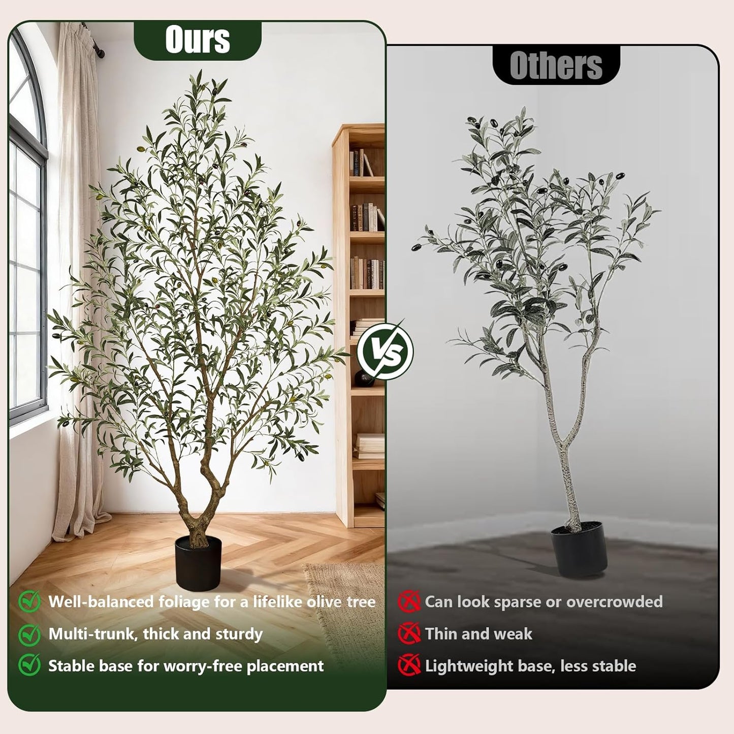 Olive Trees Artificial Indoor 7FT Tall, Faux Olive Tree with Black Basic Planter, Lifelike Fake Olive Plant Decorative, Silk Leaves and Premium Plastic Trunk for Home Living Room Office Decor